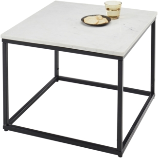 Couchtisch Wohnzimmer Beistelltisch Marmor Stein ca. 60 cm SAMY Schwarz / Weiß