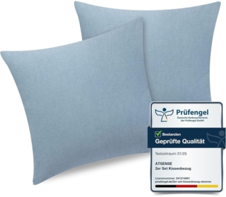 Kissenbezug 50x50 cm Baumwolle Hellblau Reißverschluss 2er Set