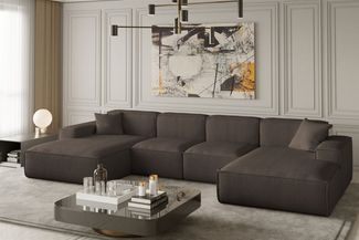 Wohnlandschaft U-Form CELES XS in Stoff Scala Schokoladenbraun
