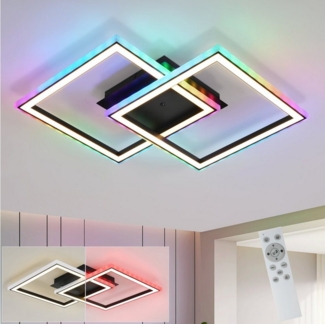 ZMH LED Deckenleuchte Whonzimmer RGB Deckenlampe Modern Dimmbar mit Fernbedienung, Augenschutz, Einfache Installtion, LED fest integriert, 3000-6000K, Modern RGB 13 Farbwechsel für Schlafzimmer