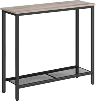 HOOBRO Schmaler Konsolentisch mit Ablageregalen 75x24x75cm Greige-Schwarz