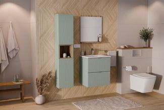 Badmöbel Set 4-tlg Badezimmerset PANTIN Salbeigrün Schrank 50cm inkl. Waschtisch