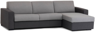 Dmora Schlafsofa mit Halbinsel Aika, Sofa mit umkehrbarer Aufbewahrungshalbinsel, Standardarmlehnen, 100 % Made in Italy, 280 x 95 x 90 cm, Grau und Anthrazit