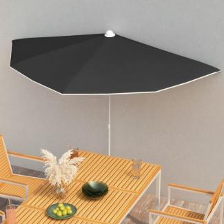 vidaXL Halb-Sonnenschirm mit Mast 180x90 cm Schwarz 315565