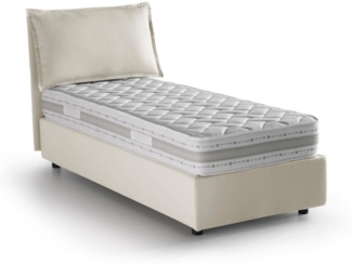 Dmora Ancara-Einzelbett, Bettkasten mit Stoffbezug, 100 % Made in Italy, Öffnung vorne, inklusive Matratze 80 x 200 cm, Beige