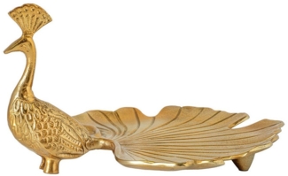 riess-ambiente Dekoschale WILDLIFE PEACOCK 40cm gold · handmade Dekotablett im Pfauen-Look (Einzelartikel, 1 St), Wohnzimmer · Dekoration · Metall-Skulptur · für Schmuck · Schlafzimmer