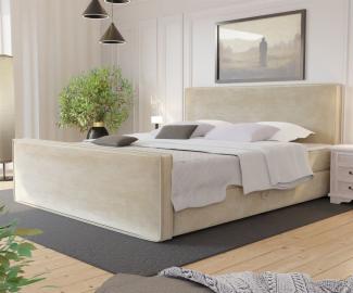 Boxspringbett Schlafzimmerbett CELES 200x220cm Stoff Monolith Beige