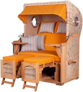 Strandkorb - bene living - Ammersee Teak Bullauge - PE shell - Modell 586 - inkl. Liftersystem