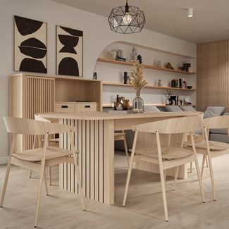 Forte JYTANA Esstisch 180, moderner Esszimmertisch, ausziehbar, Holzwerkstoff, Riva Eiche Holzdekor, 180 cm breit x 76,9 cm hoch x 90 cm tief