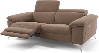 Sofanella Zweisitzer STELLA Stoffsofa verstellbar Couch in Hellbraun