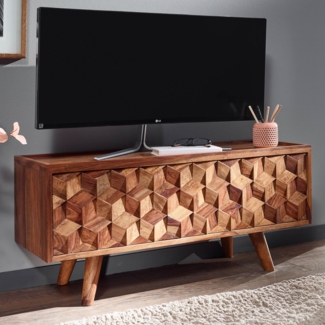 Lowboard Sheesham Massivholz 92x44x35 cm TV-Kommode mit Klapptür, Design TV-S...