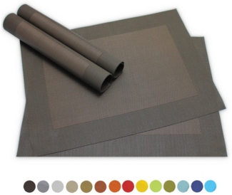 matches21 HOME & HOBBY Platzset Tischsets BORDA 4er Set Braun als Tischuntersetzer, (4-St), Abwaschbare Platzsets als Tischunterlagen für Ess-Tisch Tisch-Deko