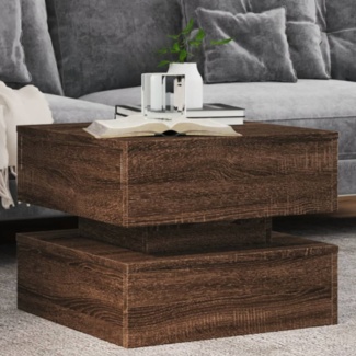 vidaXL Couchtisch mit LED-Leuchten Braun Eichen-Optik 50x50x40 cm 839860