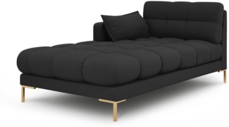 Micadoni Recamiere Mamaia 1-Sitzer Links Strukturierter Stoff Dunkelgrau Metall Gold