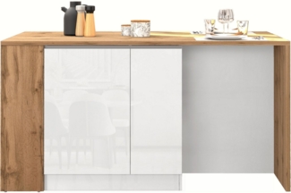 KOCHSTATION Kücheninsel KS-Sole, Kochinsel, Küchenarbeitsblock, Arbeitsinsel, Made in Italy, Breite 167,5 cm, 2 Apothekerauszüge, 2 Essplätze, 1 offenes Regal