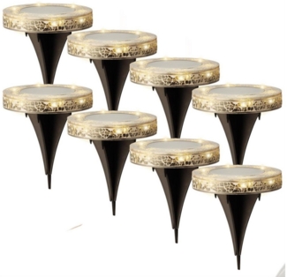 MARELIDA LED Solarleuchte LED Solar Wegleuchte Bodenleuchte Mosaikoptik Wegbeleuchtung 8er Set, LED Classic, warmweiß (2100K bis 3000K)