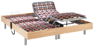 Relax-Bettgestell 2x65 Modulteller - 2 x 80 x 200 cm - Eichefarben - DREAMEA