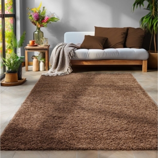 SIMPEX24 Teppich Unicolor - Einfarbig, Läufer, Höhe: 30 mm, Einfarbig Shaggy Teppich Wohnzimmer Langflor Versch. Farben und Größen