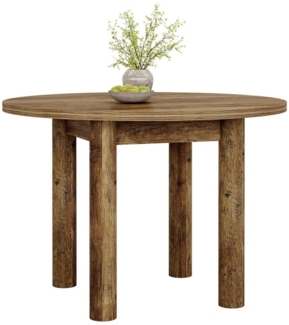 Tribesigns Esstisch Runder Esstisch 100cm Landhaus Küchentisch für 4 Personen Braun