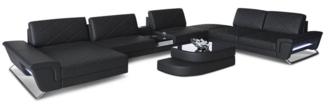 Sofa Dreams 'Bari U XXL' Wohnlandschaft, Schwarz, Büffelleder, 89 x 329 x 456 cm, Links