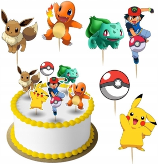 Festivalartikel Tortenstecker POKEMON Topper Set 6 Stk Geburstag Torten Deko Kuchen Junge