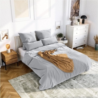 Wolkenfeld Bettwäsche Mako-Satin Baumwollsatin Sommerbettwäsche, 100% Baumwolle, 2 teilig, 135x200 cm, 155x220, 200x200 & Übergrößen I inkl. Kissenbezüge 80x80