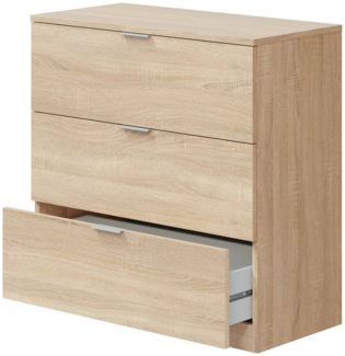 Dmora Garbino-Kommode, Schlafzimmerkommode, Kommode mit 3 Schubladen, 77x38h80 cm, Eiche