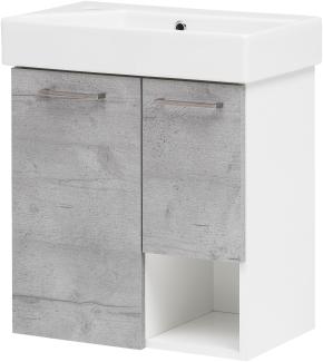 Gäste WC Waschbecken mit Unterschrank Gästewaschtisch Waschplatz 55 cm Basaltgrau