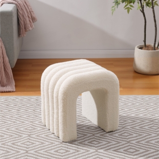 Navaris Sitzhocker Boucle Ottoman - Sitzhocker in Bogenform - Weicher Fußhocker (1 St)