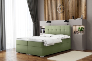 Boxspringbett Schlafzimmerbett 'ABELT', in Stoff Matt Velvet, Pistazie, 200x200 cm