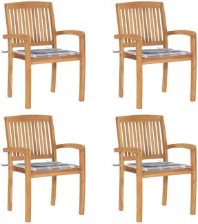 vidaXL Stapelbare Gartenstühle mit Kissen 4 Stk. Massivholz Teak 3073224