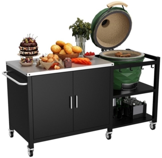 FUFU&GAGA Outdoor-Küchenmodul Outdoor- und Indoor-Grillwagen, Schwarz, Eisen, 154×60×85,5 cm