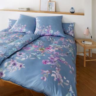 elegante Seiden-Satin Bettwäsche Amazing rauchblau|155x220 cm + 80x80 cm