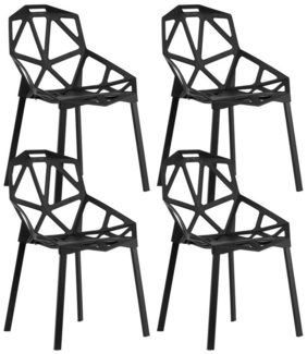 Home Collective Esszimmerstuhl Gartenstuhl Wohnzimmerstuhl, Schale aus Kunststoff (Füße aus Metall Stuhl mit stilvollem, ergonomischem Sitzkomfort), bis zu 120 kg belastbar schwarz 4er Set
