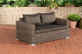 CLP Polyrattan 2er Sofa Madeira / Bilbao 5 mm,grau-meliert anthrazit