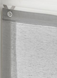 Kutti Raffrollo Brondby, mit Hakenaufhängung, ohne Bohren, freihängend, Leinenoptik lichtfilternd Edelstahlhaken