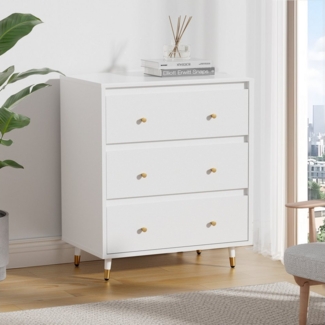 Lexzurn Kommode Kommode mit 3 Schubladen/5 Schubladen/6 Schubladen/8 Schubladen (Modernes Massivholz Sideboard für das Schlafzimmer,Wohnzimmer,Flur und Büro, Schrank,Viele Farbvarianten und Stauraum), Kommode weiß