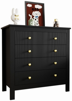 HAUSS SPOLE Sideboard Kommode mit Spezialtüren, Goldgriffen, 5 Schubladen Wohnzimmer schwarz (Wohnzimmerschrank, 1 St, 6 Schubladen), mit speziell strukturierten Oberfläche, Goldgriffen