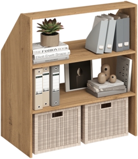 Bellamio 'Aland' Dachschrägenregal, Eichenoptik, 100x50x90 cm, Regal für Dachschräge mit 3 Fächern