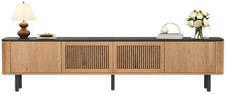BlingBin Lowboard Moderner TV-Schrank, TV-Ständer, TV-Paneel, Fernsehschrank (1er Set, 1 St, Gesamtabmessungen: 190 x 35 x 45 cm, Gewichtskapazität: 60KG), Fernsehtisch mit 4 Türen Für Wohnzimmer, Eichenholzfarbe