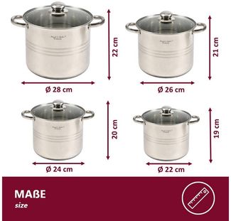 HOOZ Kochtopf Universalkochtopf Einkochtopf Ø 22 cm großer Topf für alle Herdarten, Edelstahl (Einzelkochtopf, 2-tlg, 7,2 L – inkl. Glasdeckel, induktionsgeeignet), Großvolumiger Topf – ideal für Familie, Vorrat & Feiern & große Mengen