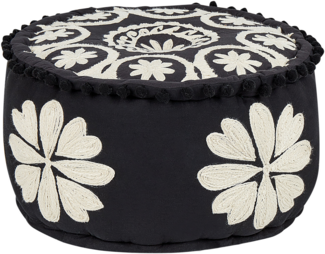 Pouf Baumwolle Weiß und Schwarz 50 x 30 cm PATRI