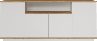 Vente-unique - Sideboard mit 4 Türen & 1 Regal - Holzfarben hell und Weiß - LOTULA