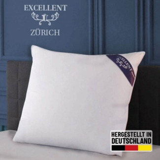 Excellent 3-Kammer-Kopfkissen Zürich, Kopfkissen in 40x80 und 80x80 und weitere Größen, Füllung: weiße neue Daunen und Federn, Klasse I, 90% Daunen / 10% Federn (Außen), weiße neue Federn, Klasse I, 100% Federn (Innen), Bezug: feiner Daunen-Batist, 100...