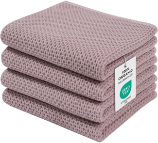 Moosfor 4er Set Geschirrtücher 100% Baumwolle Weich Saugfähig Küchentücher Braun