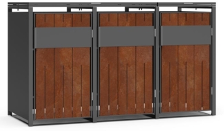 Mülltonnenbox Mülltonnenverkleidung bis 240 L Mülltonnen Behälter Rost 3 Türen