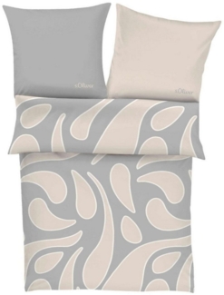 s.Oliver Bettwäsche Satin-Bettwäsche APRI, 155 x 220 cm, Grau, Beige, Satin, 2 teilig, mit Reißverschluss