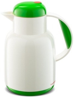 ROTPUNKT Isolierkanne 1,0 ltr. hochwertig I Glaseinsatz I BPA Frei I 24 Std warm 36 std kalt, 1 l, (Kaffekanne I Teekanne, 970 white/flip green), Glaskolben aus doppelwandigem Rosalin-Glas