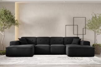 Wohnlandschaft Sofa U-Form CESINA in Stoff Opera Velvet Schwarz