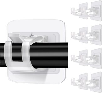 Blusmart Gardinenstangenhalter Gardinenstangenhalterung Kein Bohren erforderlich, 8 nagellose, verstellbare Stangenhaken, (Einfache Installation, starke Tragfähigkeit, 8-St, selbstklebend), Geeignet für Zuhause, Küche, Bad und Hotel usw.